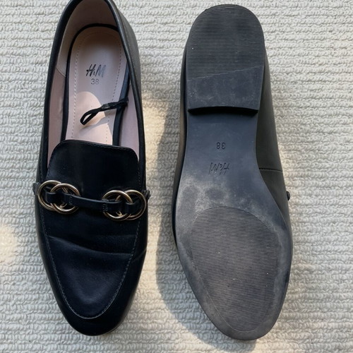 H&M Loafers size 38 like new, black with gold detail