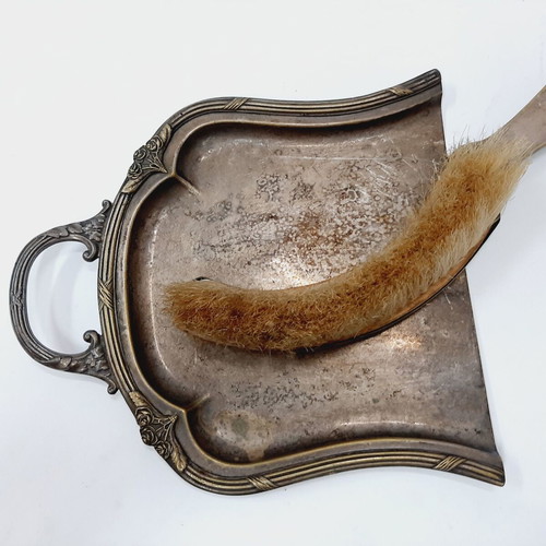 Antique bronze hand brush and dustpan set