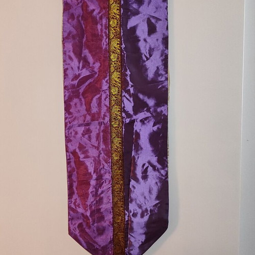 Double-Sided Boho Table Runner 2m x 33cm like new, purple and silver gold