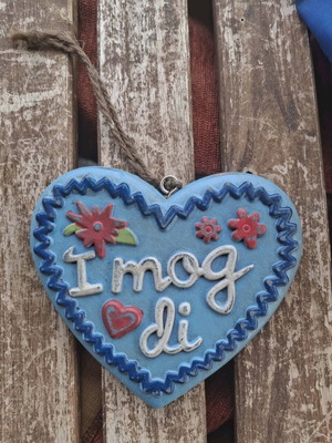 Κεραμική μπλε καρδιά κρεμαστή μεταχειρισμένη I mog di 15×10