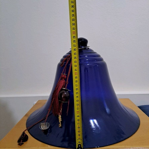 Large glass bell handmade, blue, like new