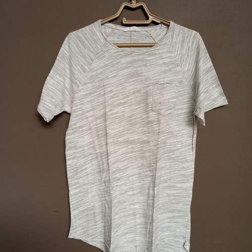 LCW Casual men's t-shirt with pocket, off-white melange, slim fit M/L