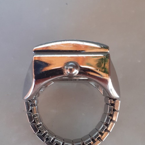 Vintage silver ring watch with rhinestones, decorative