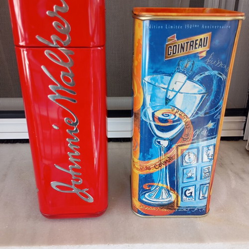 Collectible metal tins Johnnie Walker and Cointreau anniversary set like new
