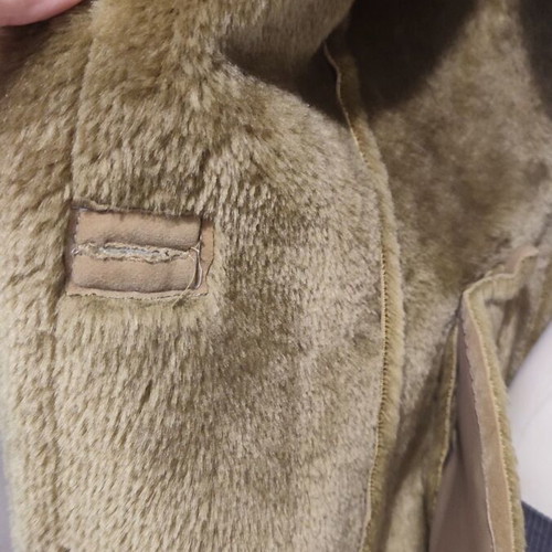 3/4 suede coat with faux fur lining and hood, warm, unworn