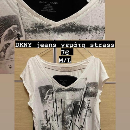 DKNY T-shirt like new, black and white, size M/L