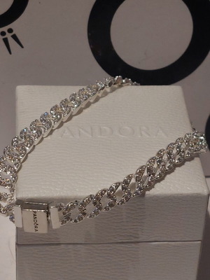 Pandora bracelet size 18, silver with cubic zirconia