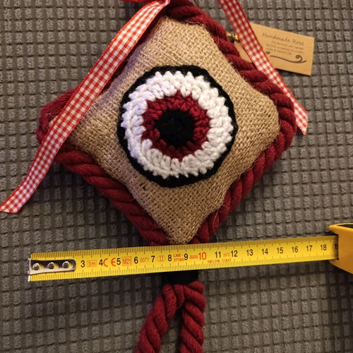 Large hanging charm new, handmade from cotton cord and linen