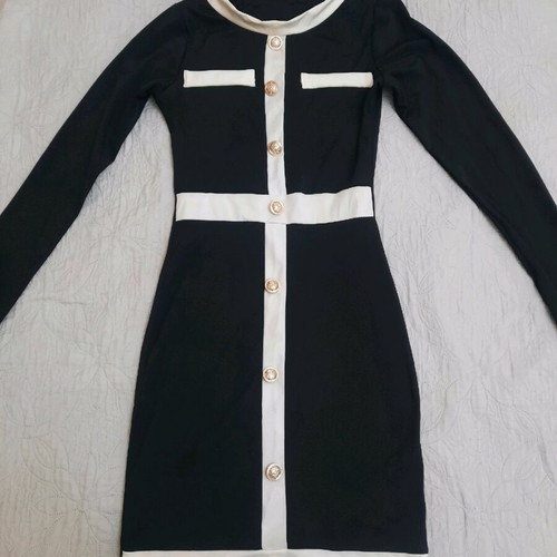 Dress classic elastic black/white like new, size S/M