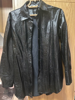Zara croco shirt small with leather look new, black
