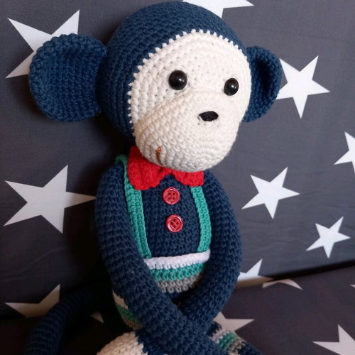 Handmade knitted monkey doll 36 cm new
