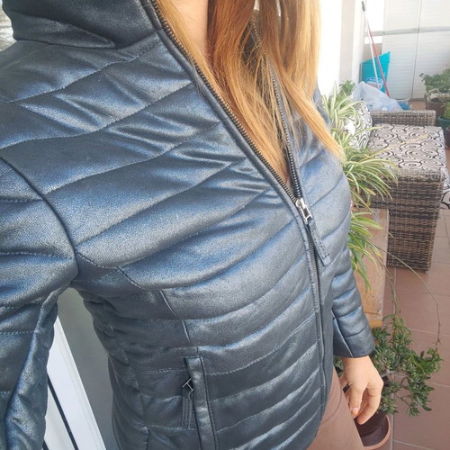 Leather jacket blue new, small, genuine sheepskin