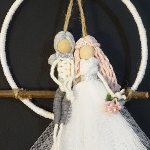Macrame Bride and Groom Dolls new, wedding bomboniera
