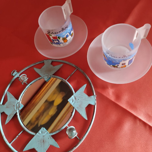Coffee cups and island-style mirror new, Zakynthos