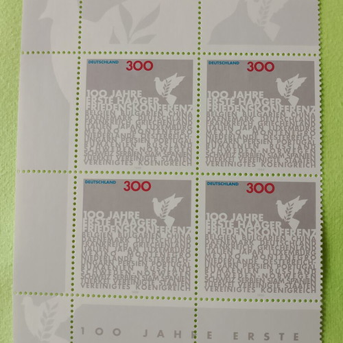 German 1999 stamp with Bonn first day cover, mint block of four