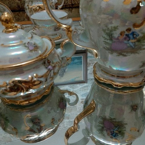 Vintage Wałbrzych Polish porcelain set with gold details like new