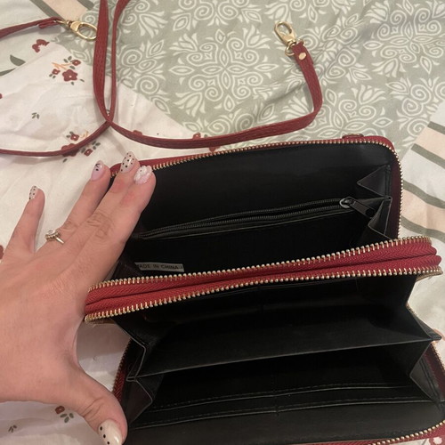 Women's crossbody bag red, new, convertible to wallet