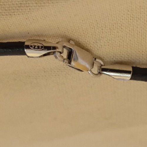 Silver pendant double axe 925 on leather cord, like new