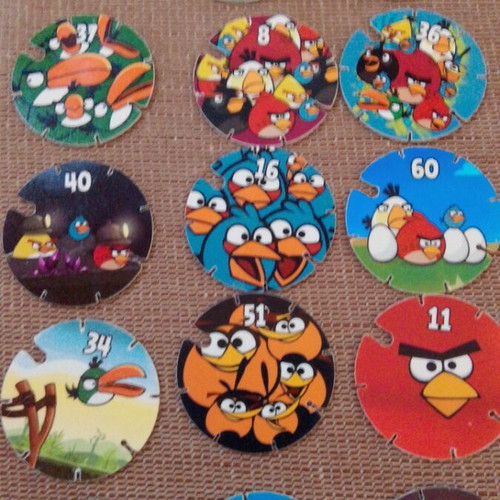 Angry Birds collectible caps used, various numbers