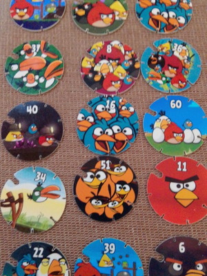 Angry Birds collectible caps used, various numbers