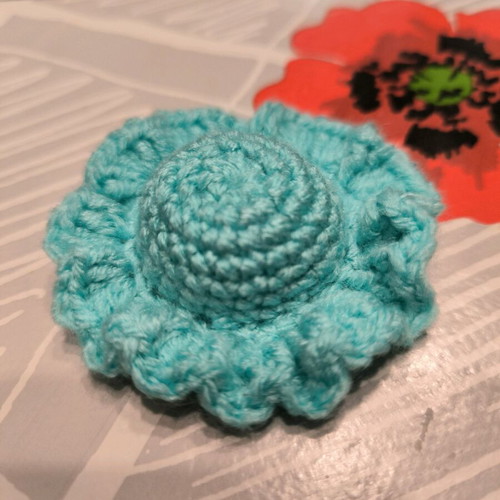 Handmade knitted hat and keychain turquoise new