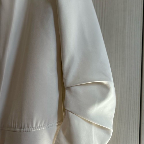 White blazer size S used with shoulder pads and ruched sleeves