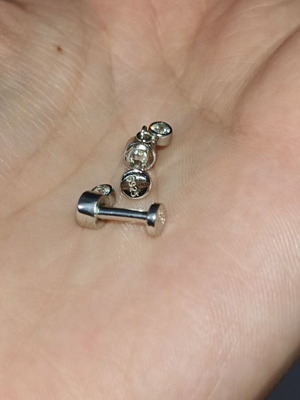 Ασημένια σκουλαρίκια piercing με ζιργκόν, ζευγάρι