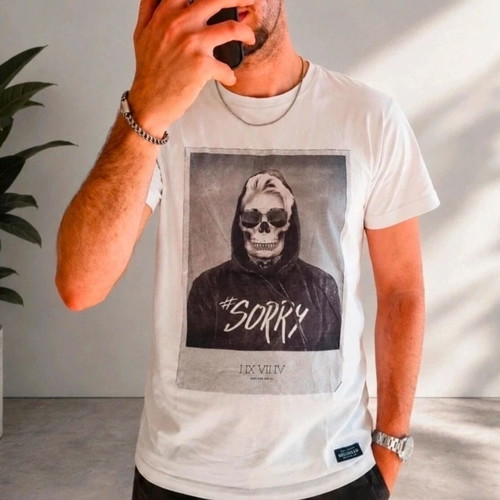 Deeluxe 74 men's T-shirt Medium white with skull print