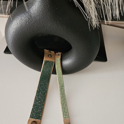 Swarovski leather bracelets like new, green shades, set of 2