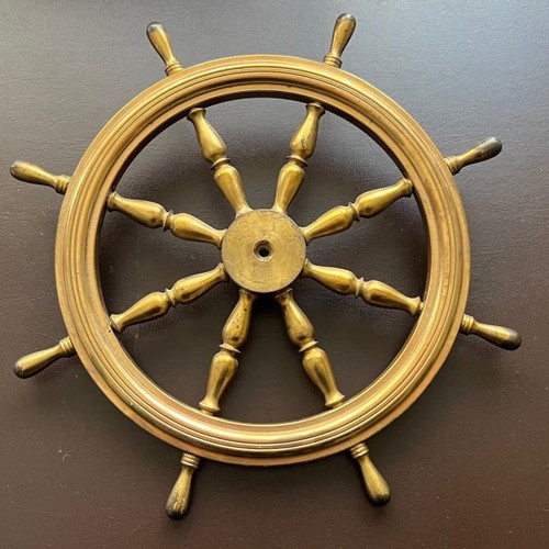 Nautical ship wheel used, decorative brass 20 cm
