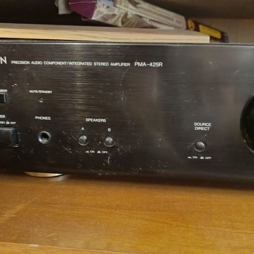 Hi Fi sound system with Technics multi CD player, Sony pick up, Denon amplifier, tuner, equalizer, and Sansui deck used