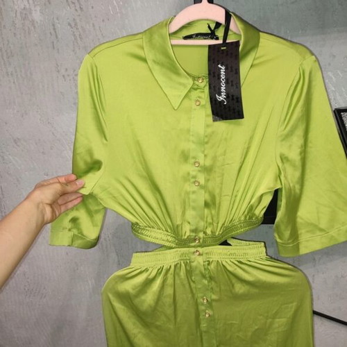 Innocent Lime Satin Cut-Out Maxi Dress new with tags, size S