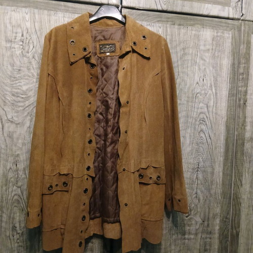 Castor suede coat used camel Italian Spectra vintage