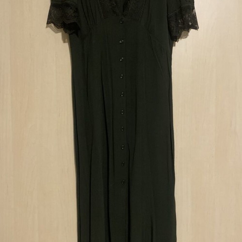 Zara long green dress with black lace new