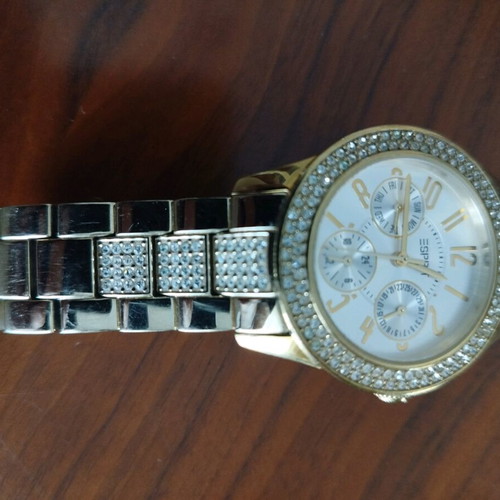 Esprit wristwatch gold used, water resistant, women's