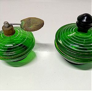 Vintage Green Glass Perfume Set