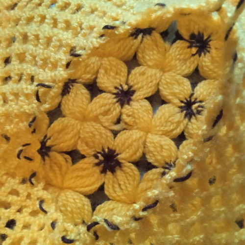 Knitted pillowcases new, set of 2, yellow brown