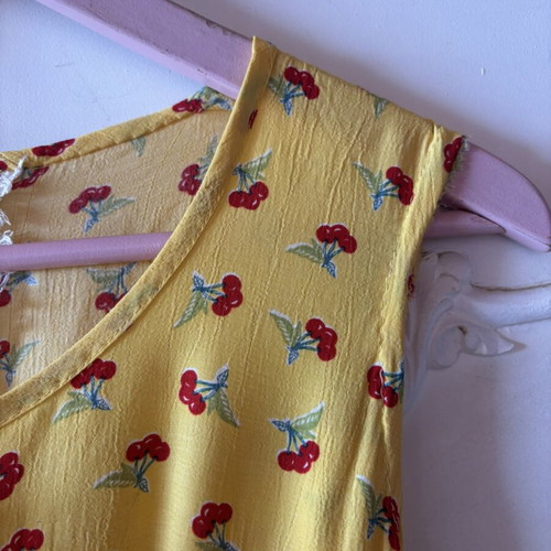 Cherry dress like new, yellow with cherry pattern