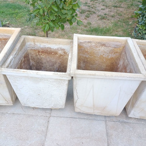 Large garden pots used, set of 6, cement with feet