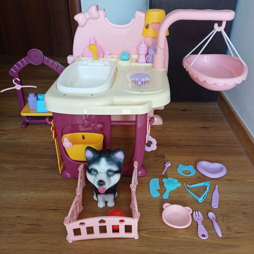 Pet care set used with accessories for feeding and bathing