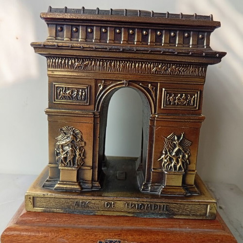 Music box jewelry holder Arc de Triomphe Paris used, bronze