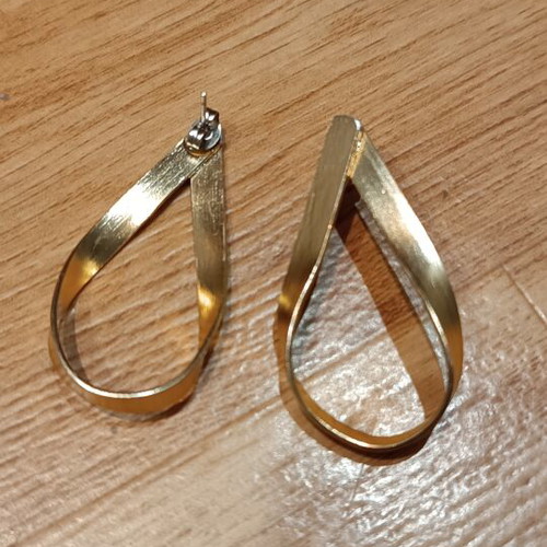 Gold drop earrings handmade with stainless steel posts