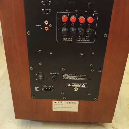 Koda Active Subwoofer 150W Like New, 10" Speaker, Wood Finish