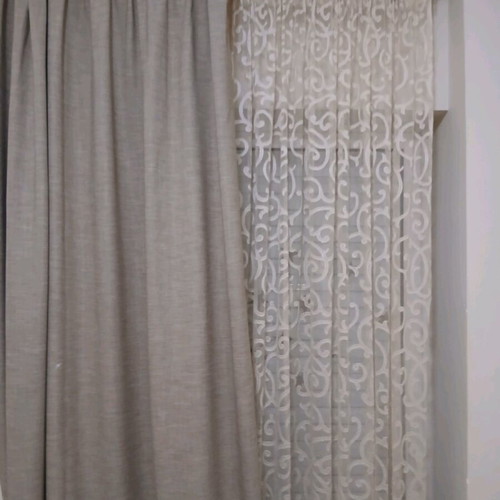 Linen and lace curtains set of 2 like new