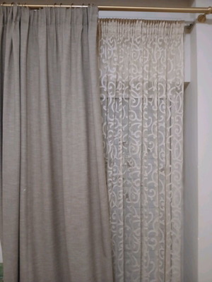 Linen and lace curtains set of 2 like new