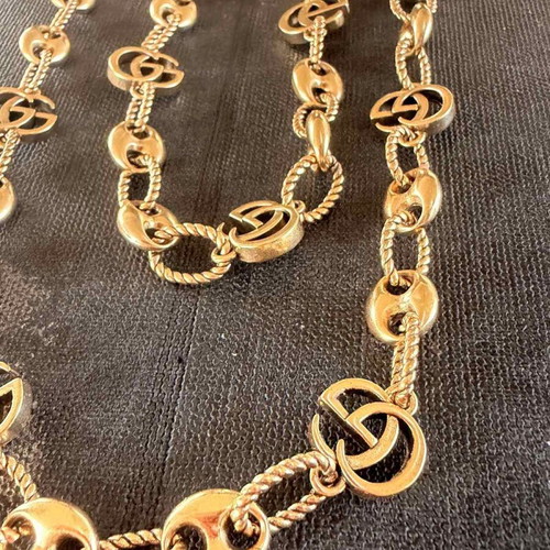 Gucci GG necklace and bracelet set gold tone new