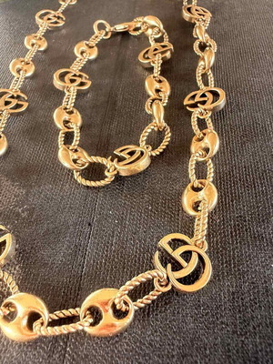 Gucci GG necklace and bracelet set gold tone new
