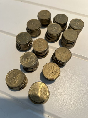 Drachma coins used, pack of 130, 20 lepta