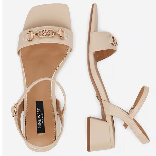 Nine West women's ivory sandals, block heel