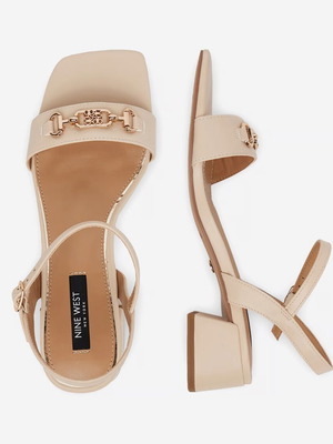 Nine West women's ivory sandals, block heel